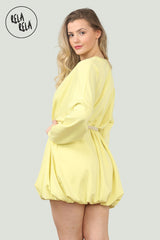 Belted Bubble Hem Mini Dress in Yellow