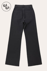 Back Flat lay of the Tall Girl Friendly button detail wide leg jeans in Charcoal, highlighting the extra-length proportions and wide-leg silhouette.