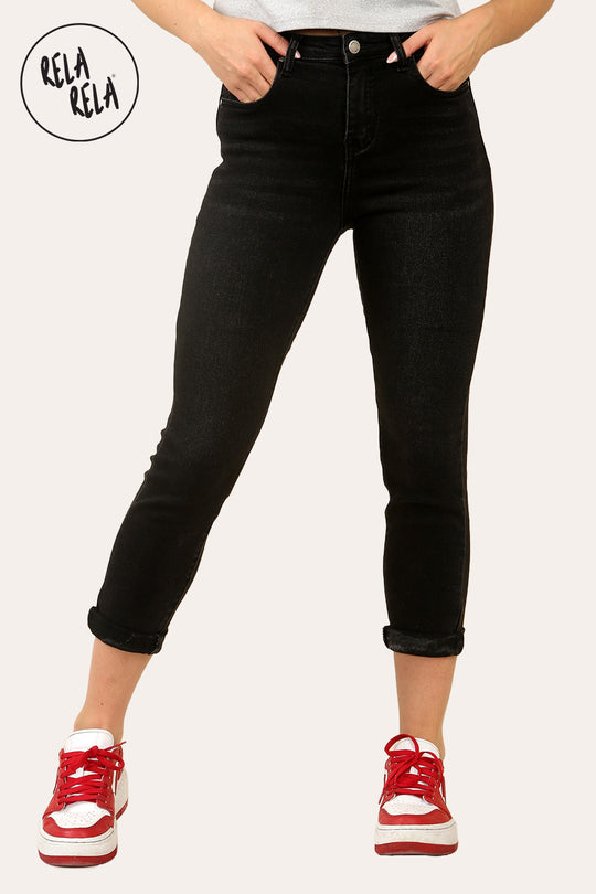 Petite Cropped Jeans with Viral Stretch Skinny Fit in Black