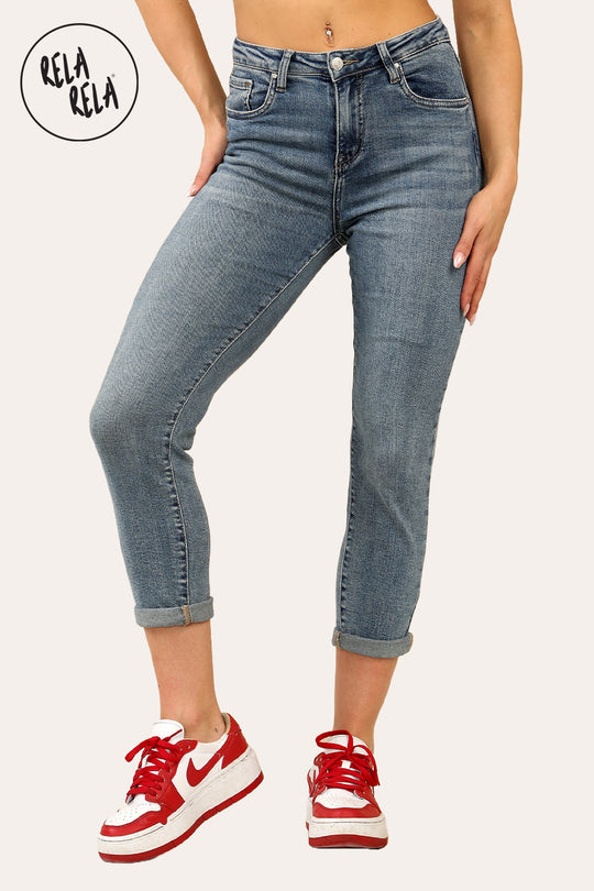 Petite Cropped Jeans with Viral Stretch Skinny Fit in Denim Blue