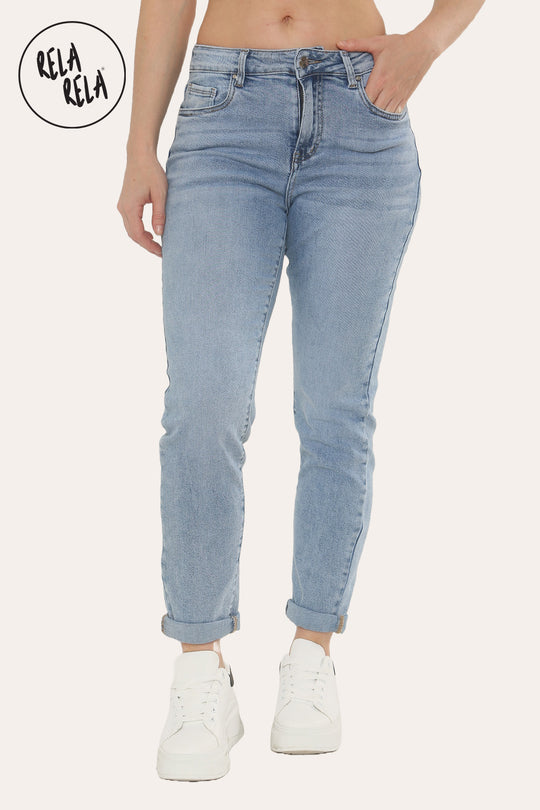 Ankle Length Stretchy Slim Fit Cropped Jeans in Blue