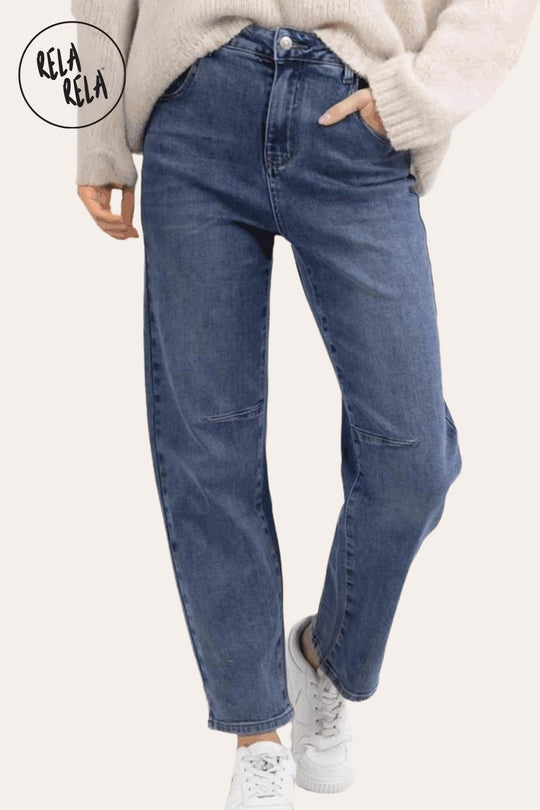 Petite Friendly Viral Stretchy Baggy Jeans in Blue