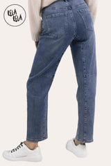 Back View of Blue Women’s Baggy Fit Jeans