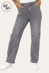 Women’s Grey Stretchy Baggy Fit Jeans Front View