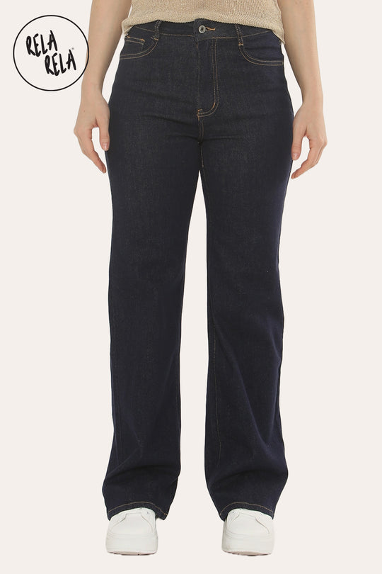 Viral Stretchy Straight Leg Jeans Soft Fit in Rinse Blue