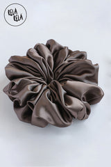 Oversized Satin Hair Scrunchies in Chocolate