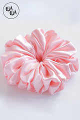 Oversized Satin Hair Scrunchies in Baby Pink