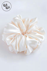 Oversized Satin Hair Scrunchies in Cream