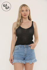 Stretchy Push Up Mid Waisted Frayed Hem Denim Shorts in Light Blue