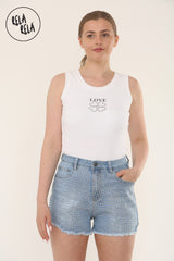 Sparkle Rhinestone Stud High Waist Stretch Denim Shorts