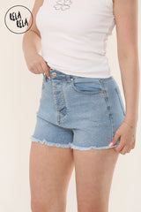 Stretchy High Waisted Sparkle Rhinestone Denim Shorts