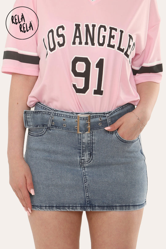 Belted Stretchy Micro Denim Skirt UK Womens Clothing Denim Wear