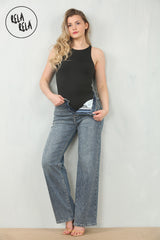 Premium Figure Hugging Fits Everybody Sleeveless High Neck Stretch Woven Double Layered Bodysuit in Black