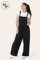 Adjustable Strap Button Multiple Pockets Casual Overalls in Black 2