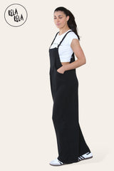 Adjustable Strap Button Multiple Pockets Casual Overalls in Black side