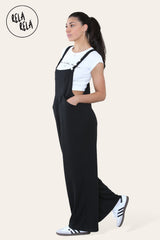 Adjustable Strap Button Multiple Pockets Casual Overalls in Black side 2
