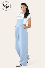 Adjustable Strap Button Multiple Pockets Casual Overalls in Blue 1