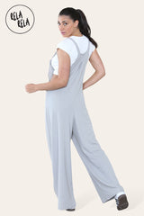 Adjustable Strap Button Multiple Pockets Casual Overalls in Grey 3