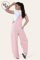 Adjustable Strap Button Multiple Pockets Casual Overalls Hourglass Dungarees in Rose Pink back