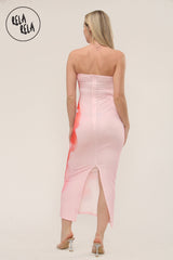 Flower Print Slit Maxi Dress in Pink