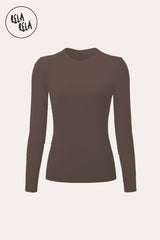 Flat lay of chocolate double lined long sleeve t-shirt for everyday wear
