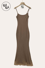 Soft Touch Stretch Rib Mocha Maxi Cami Dress