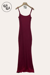 Soft Touch Stretch Rib Burgundy Maxi Cami Dress
