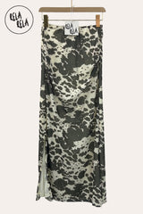 Cow Print Mesh Maxi Skirt