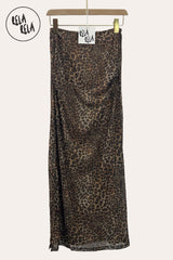 Leopard Print Mesh Maxi Skirt
