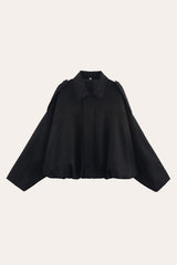 Front View of Black Faux Suede Zip Up Bomber Jacket for Women