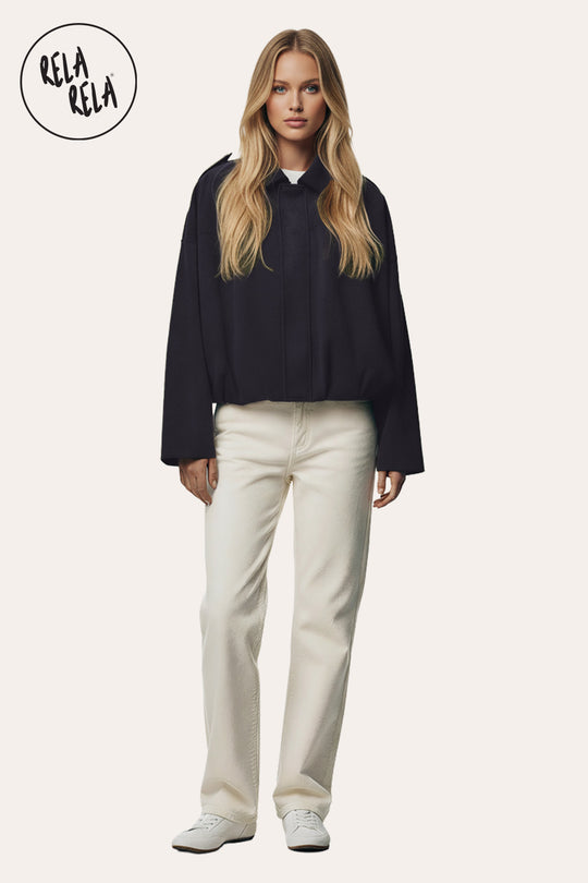 Faux Suede Zip-Up Bomber Jacket in Black