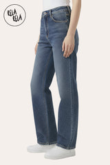 Viral Stretchy Dad Fit Jeans with All-Over Diamantes in Denim Blue