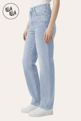 Viral Stretchy Dad Fit Jeans with All-Over Diamantes in Light Blue