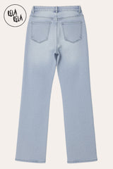 Viral Stretchy Dad Fit Jeans with All-Over Diamantes in Light Blue