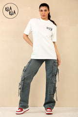 Tall Vintage Wash Cargo Pocket Wide Leg Jeans in Vintage Blue