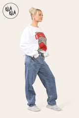 Womens Slouchy Fit Full Length Denim Jeans full 2