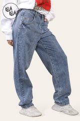 Womens Slouchy Fit Full Length Denim Jeans side