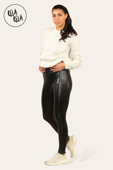 Fleece Lined High Waisted Faux PU Leather Leggings side