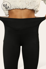 Plus size thermal leggings in black with cozy fleece lining