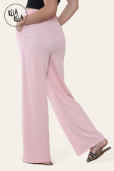 High Waisted Plicated Side Pocket Wide Leg Work Pants in Rose Pink back