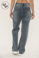 Viral Stretchy Diamond-Pattern Rhinestone Wide Leg Jeans in Denim Blue