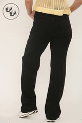 Viral Stretchy Diamond-Pattern Rhinestone Wide Leg Jeans in Black