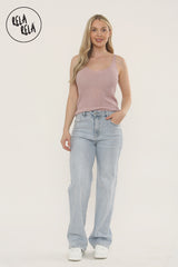 Viral Stretchy Diamond-Pattern Rhinestone Wide Leg Jeans in Light Blue