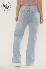 Viral Stretchy Diamond-Pattern Rhinestone Wide Leg Jeans in Light Blue