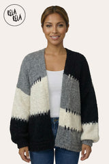 Black Oversized Balloon Sleeve Cardigan Front View