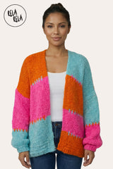 Orange Oversized Balloon Sleeve Cardigan Front View
