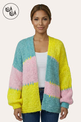 Yellow Oversized Balloon Sleeve Cardigan Front View