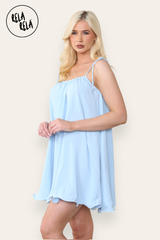 Strappy Wired Hem Swing Mini Dress Women Summer Dress in Baby Blue Side 2