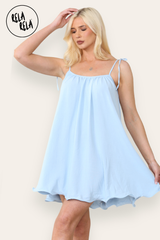 Strappy Wired Hem Swing Mini Dress Women Summer Dress in Baby Blue Side