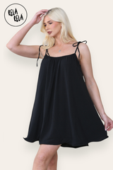 Strappy Wired Hem Swing Mini Dress Women Summer Dress in Black Side 2
